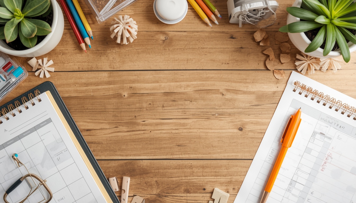 Vibrantforcedyn planning desk with habit tracking materials